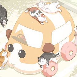 This is a pixiv picture whose title is モルカーと猫さん.