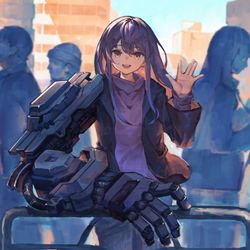This is a pixiv picture whose title is 義手娘.