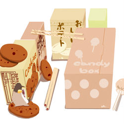 This is a pixiv picture whose title is おかしのまち.