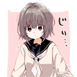 This is a pixiv picture whose title is 前から歩いてきた人と何度も同じ方向にいってしまう女の子.