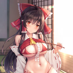 This is a pixiv picture whose title is 紐霊夢.