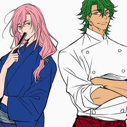 This is a pixiv picture whose title is 【腐】シェフと書道家【SK8】.