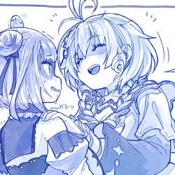 This is a pixiv picture whose title is るしあちゃんに圧をかけるシロちゃん.