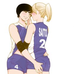 This is a pixiv picture whose title is 斉藤と先輩.