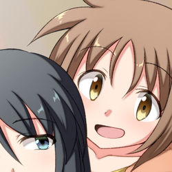 This is a pixiv picture whose title is 「コンフリクトガール」後ろからハグ.