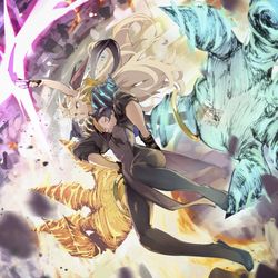 This is a pixiv picture whose title is 【強化人類アムネロ】突貫【オリジナル】.