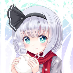 This is a pixiv picture whose title is 肉まんを食べる妖夢.