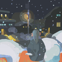 This is a pixiv picture whose title is 光と夜を眺めて.