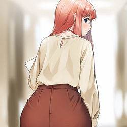 This is a pixiv picture whose title is 書類を拾う後輩OLさん.