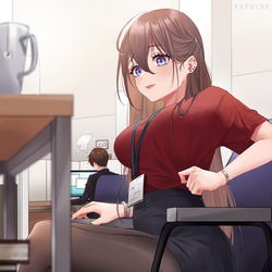This is a pixiv picture whose title is 「メンズシャツだとわかるかな...」.