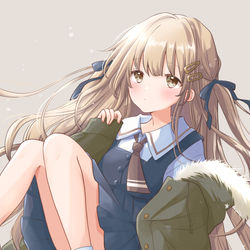 This is a pixiv picture whose title is 制服×モッズコート.