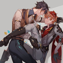 This is a pixiv picture whose title is Necktie v.s Leg belt.