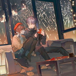 This is a pixiv picture whose title is 🎇.