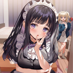This is a pixiv picture whose title is 「……お嬢様と2人で、なにしてたんですかぁ？」.