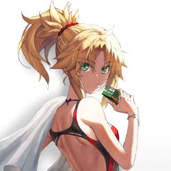 This is a pixiv picture whose title is ジュース好きなモードレッド.