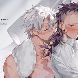 This is a pixiv picture whose title is 「泣くな」.
