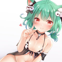 This is a pixiv picture whose title is ねこみみ牛柄ビキニるしあちゃん♡.