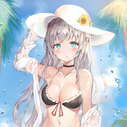 This is a pixiv picture whose title is 海辺の少女.