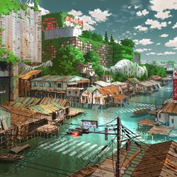 This is a pixiv picture whose title is 二子玉川幻想.