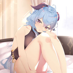 This is a pixiv picture whose title is 甘雨添い寝シーツ.