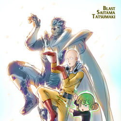 This is a pixiv picture whose title is OPM x Yotsuba.