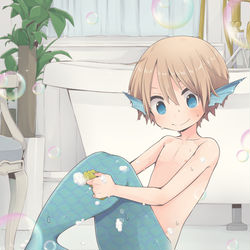 This is a pixiv picture whose title is 人魚くんお風呂.