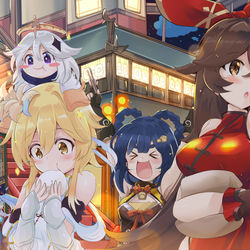 This is a pixiv picture whose title is 璃月で食べ歩き.
