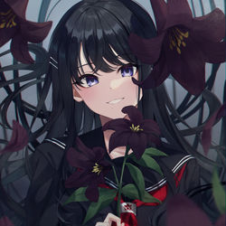 This is a pixiv picture whose title is 黒百合前で待ち合わせ.