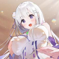 This is a pixiv picture whose title is エミリアたんに膝枕されたい.