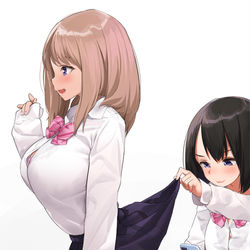 This is a pixiv picture whose title is 目の前にスカートがあると捲らずにはいられない子（2枚）.