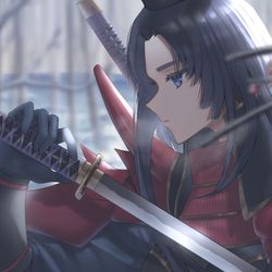 This is a pixiv picture whose title is 義経.