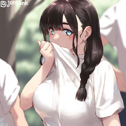 This is a pixiv picture whose title is お弁当つけてる女子.