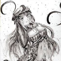 This is a pixiv picture whose title is 東方 パチュリー・ノーレッジ 水墨画練習中39.