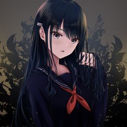 This is a pixiv picture whose title is 黒百合前.