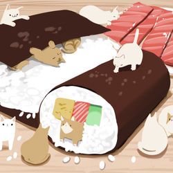 This is a pixiv picture whose title is 手巻恵方巻き.
