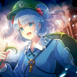 This is a pixiv picture whose title is 「 げげ、人間！？」.