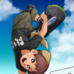This is a pixiv picture whose title is 習作「スケボー２」.