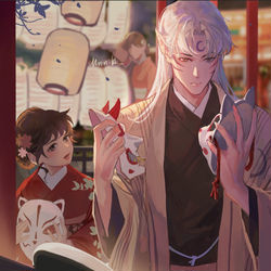 This is a pixiv picture whose title is 庙会.