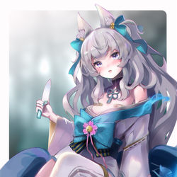 This is a pixiv picture whose title is 🦊🔪.