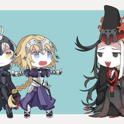 This is a pixiv picture whose title is Wジャンヌと煽ろうとする道満.