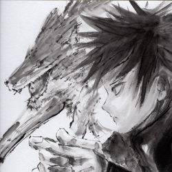 This is a pixiv picture whose title is 呪術廻戦 伏黒恵 水墨画練習中40.