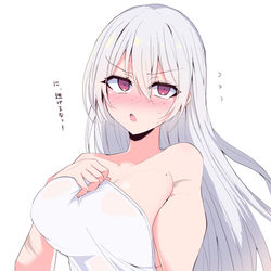 This is a pixiv picture whose title is これは初めて同志指揮官を混浴に誘ってきた時のロシアちゃん.