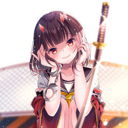 This is a pixiv picture whose title is 【鬼ノ子】.