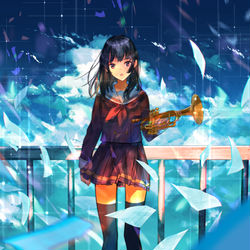 This is a pixiv picture whose title is 「本当の音」.