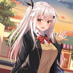 This is a pixiv picture whose title is 「いっ……今帰り？偶然だね！」.