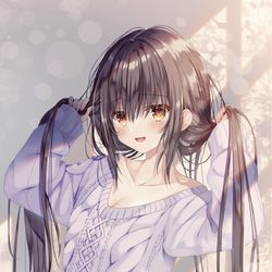 This is a pixiv picture whose title is 「似合うかな？」.