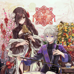 This is a pixiv picture whose title is 月下迎春♪.