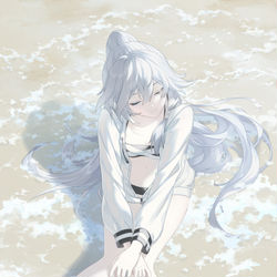 This is a pixiv picture whose title is 阿符 沙滩 泳装.