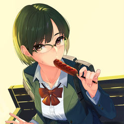 This is a pixiv picture whose title is 食べる娘。.