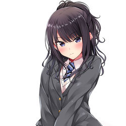 This is a pixiv picture whose title is ニーハイは穿いているけどぱんつは穿いてない灯織さん.
